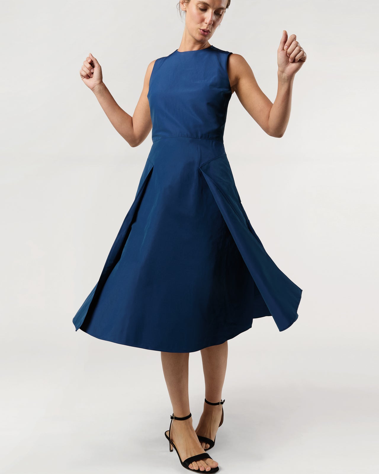 Arielle Dress in Petrol Nylon Faille
