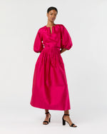 Load image into Gallery viewer, Adah Pintuck Skirt in Fuchsia Silk Shantung
