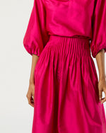 Load image into Gallery viewer, Adah Pintuck Skirt in Fuchsia Silk Shantung
