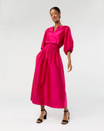 Load image into Gallery viewer, Adah Pintuck Skirt in Fuchsia Silk Shantung
