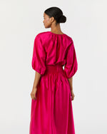Load image into Gallery viewer, Savannah Top in Fuchsia Washed Silk Shantung
