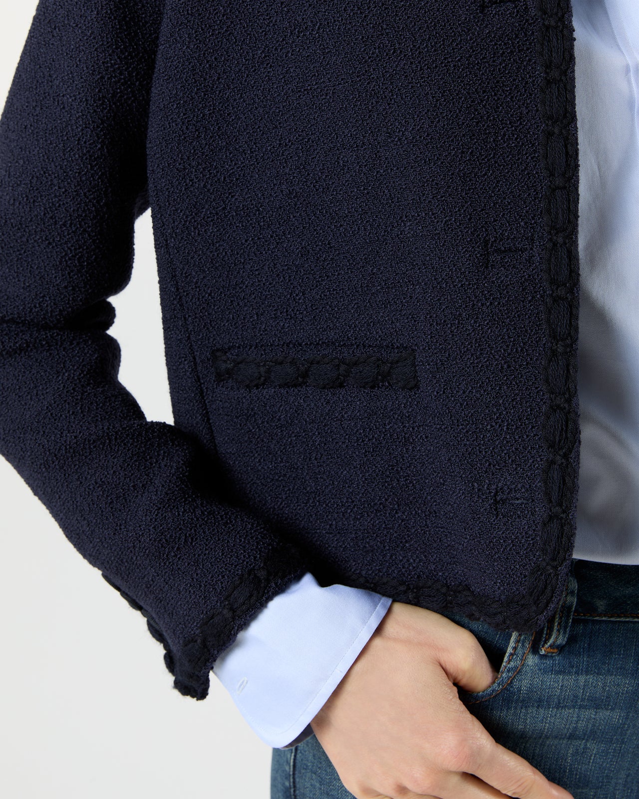 Megan Cardigan Jacket in Navy Bouclé Tweed