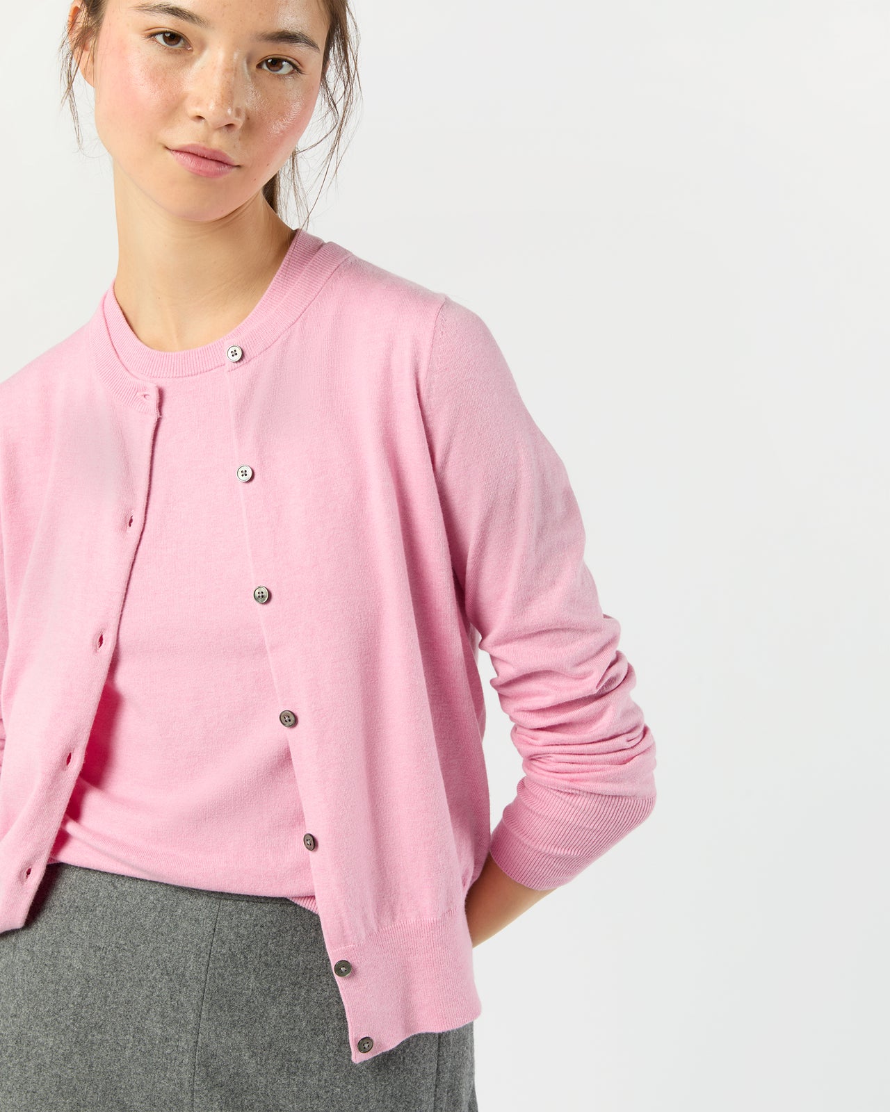 Rosie Cardigan in Heather Rose Cotton/Silk