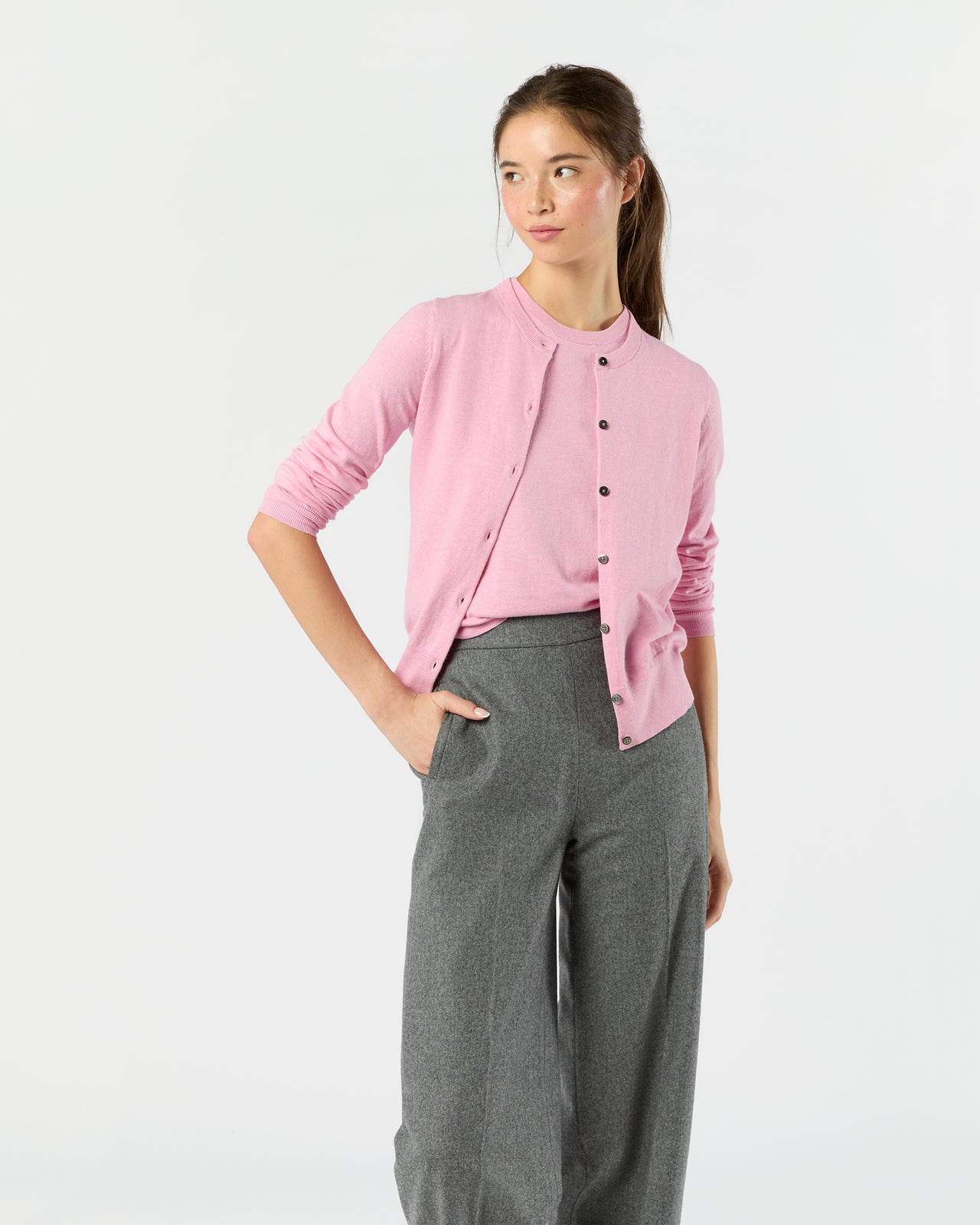 Rosie Cardigan in Heather Rose Cotton/Silk