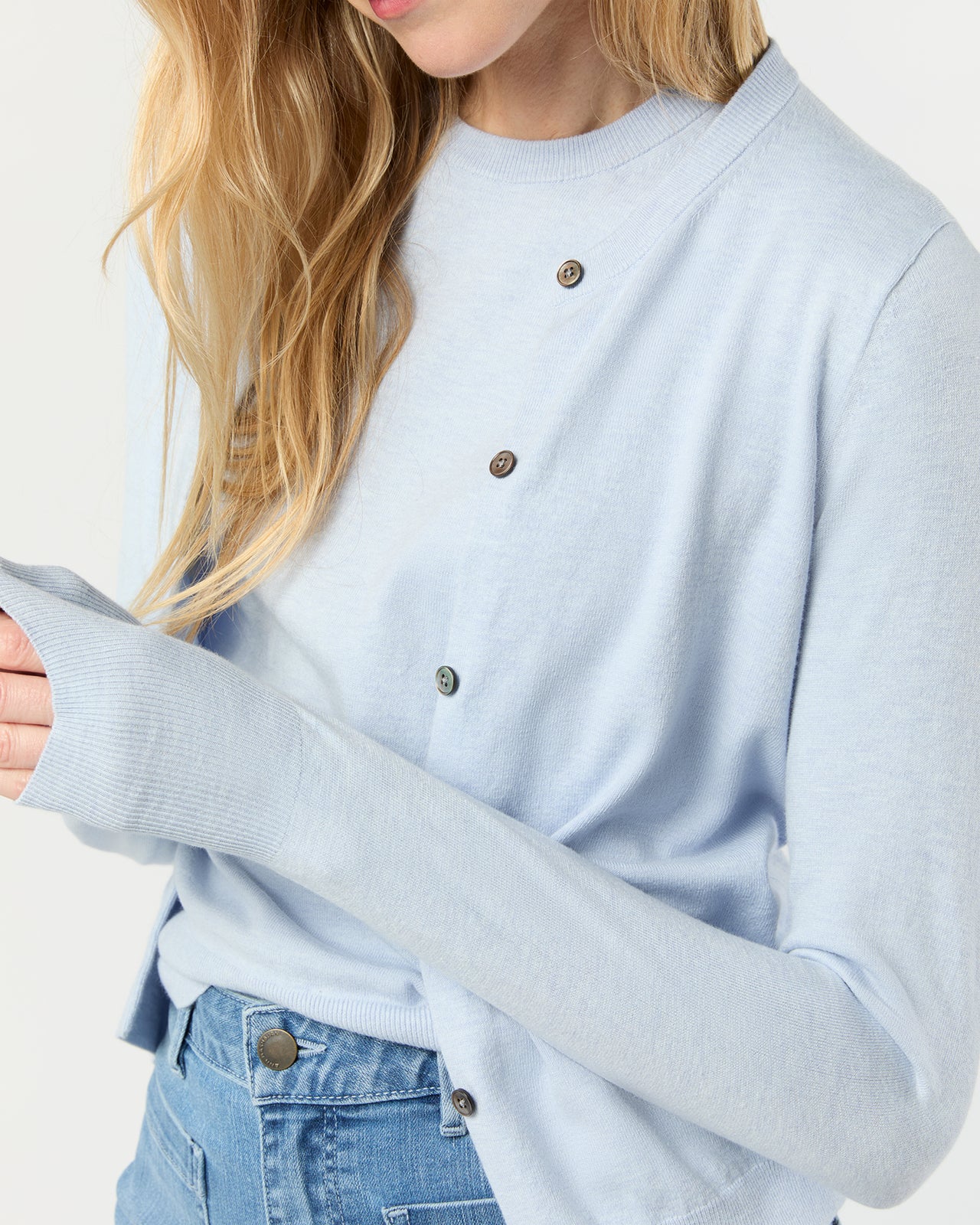 Rosie Cardigan in Heather Sky Cotton/Silk