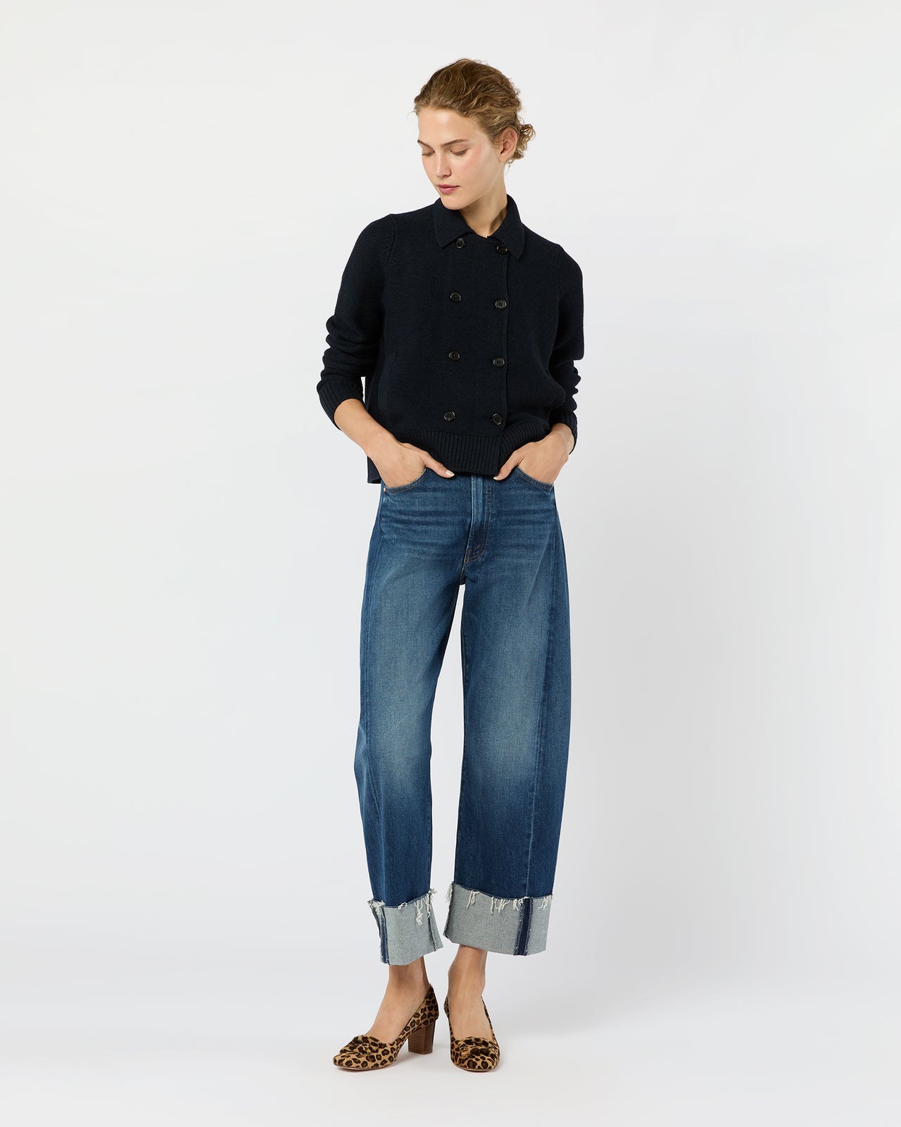 Victorine Sweater in Navy Extra Fine Merino Wool