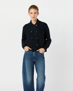 Load image into Gallery viewer, Victorine Sweater in Navy Extra Fine Merino Wool
