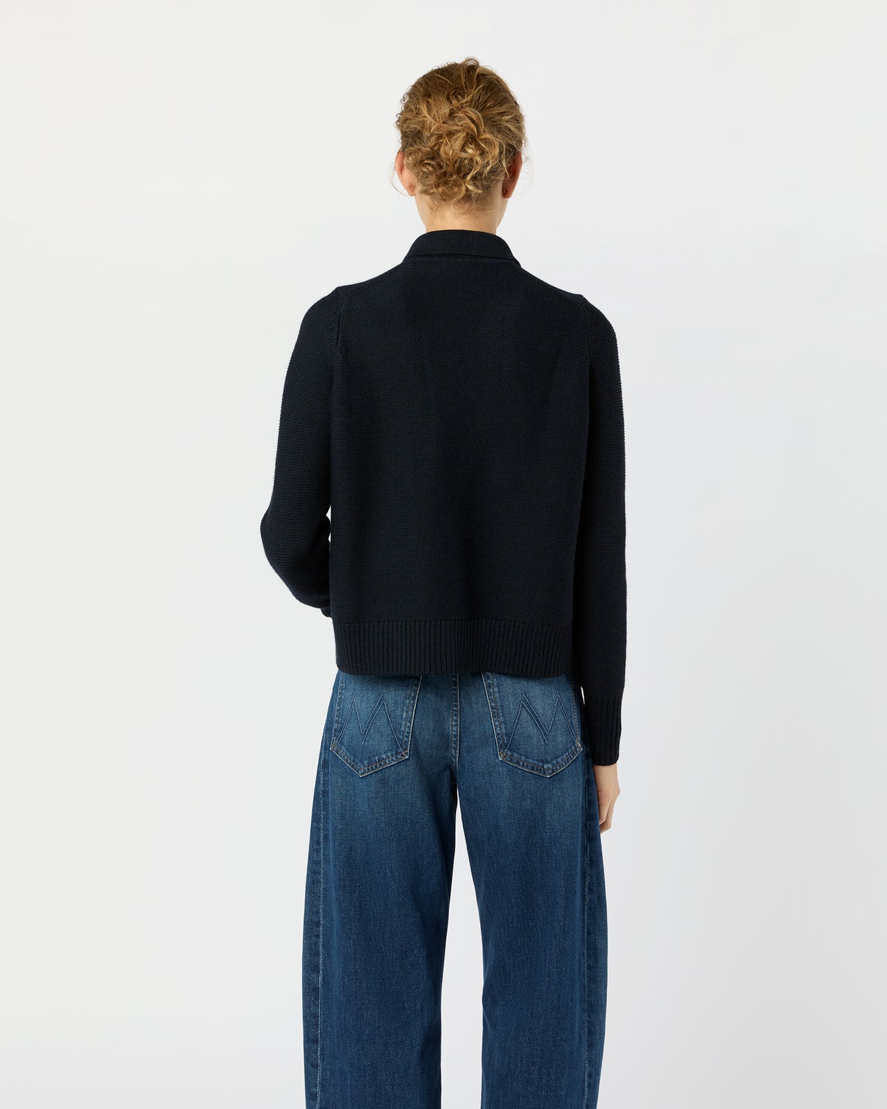 Victorine Sweater in Navy Extra Fine Merino Wool