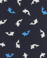 Load image into Gallery viewer, Silk Print Tie in Navy/Blue Shark
