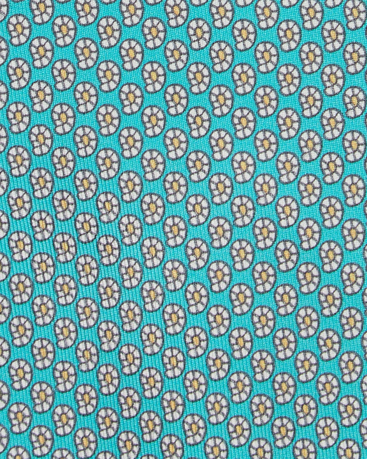 Silk Print Tie in Seafoam/Bone/Yellow Paisley