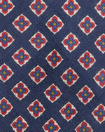 Load image into Gallery viewer, Linen Print Tie in Air Force/Salmon Medallion
