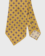 Load image into Gallery viewer, Linen Print Tie in Yellow/Blue Medallion
