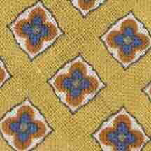 Linen Print Tie in Yellow/Blue Medallion