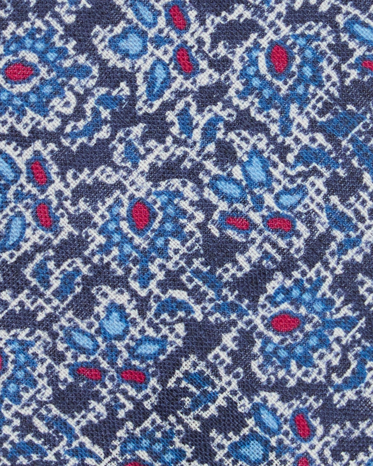 Linen Print Tie in Navy/Blue/Berry Paisley