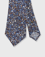 Load image into Gallery viewer, Linen Print Tie in Navy/Brown Floral
