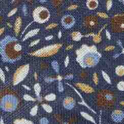 Linen Print Tie in Navy/Brown Floral