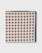 Load image into Gallery viewer, Linen Print Pocket Square in Bone/Khaki/Navy Foulard
