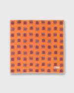 Load image into Gallery viewer, Linen Print Pocket Square in Orange/Red Medallion
