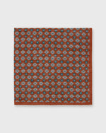 Load image into Gallery viewer, Hand-Rolled Cotolino Print Pocket Square in Umber/Yellow/Green Foulard
