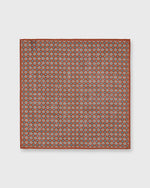 Load image into Gallery viewer, Hand-Rolled Cotolino Print Pocket Square in Umber/Yellow/Green Foulard

