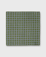Load image into Gallery viewer, Hand-Rolled Cotolino Print Pocket Square in Sea Moss/Navy/Cream Medallion
