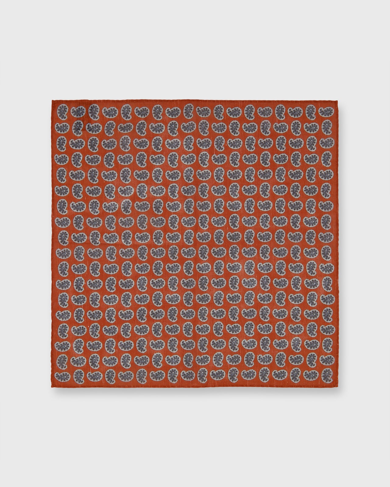 Hand-Rolled Cotolino Print Pocket Square in Orange/Brown/Cream Paisley