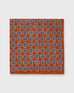 Load image into Gallery viewer, Hand-Rolled Cotolino Print Pocket Square in Orange/Brown/Cream Paisley
