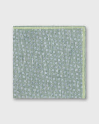 Hand-Rolled Linen/Cotton Print Pocket Square in Sage/Bone/Clover Multi Flower
