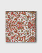 Load image into Gallery viewer, Hand-Rolled Linen/Cotton Print Pocket Square in Red/Bone Paisley Scene
