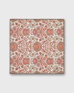 Load image into Gallery viewer, Hand-Rolled Linen/Cotton Print Pocket Square in Red/Bone Paisley Scene
