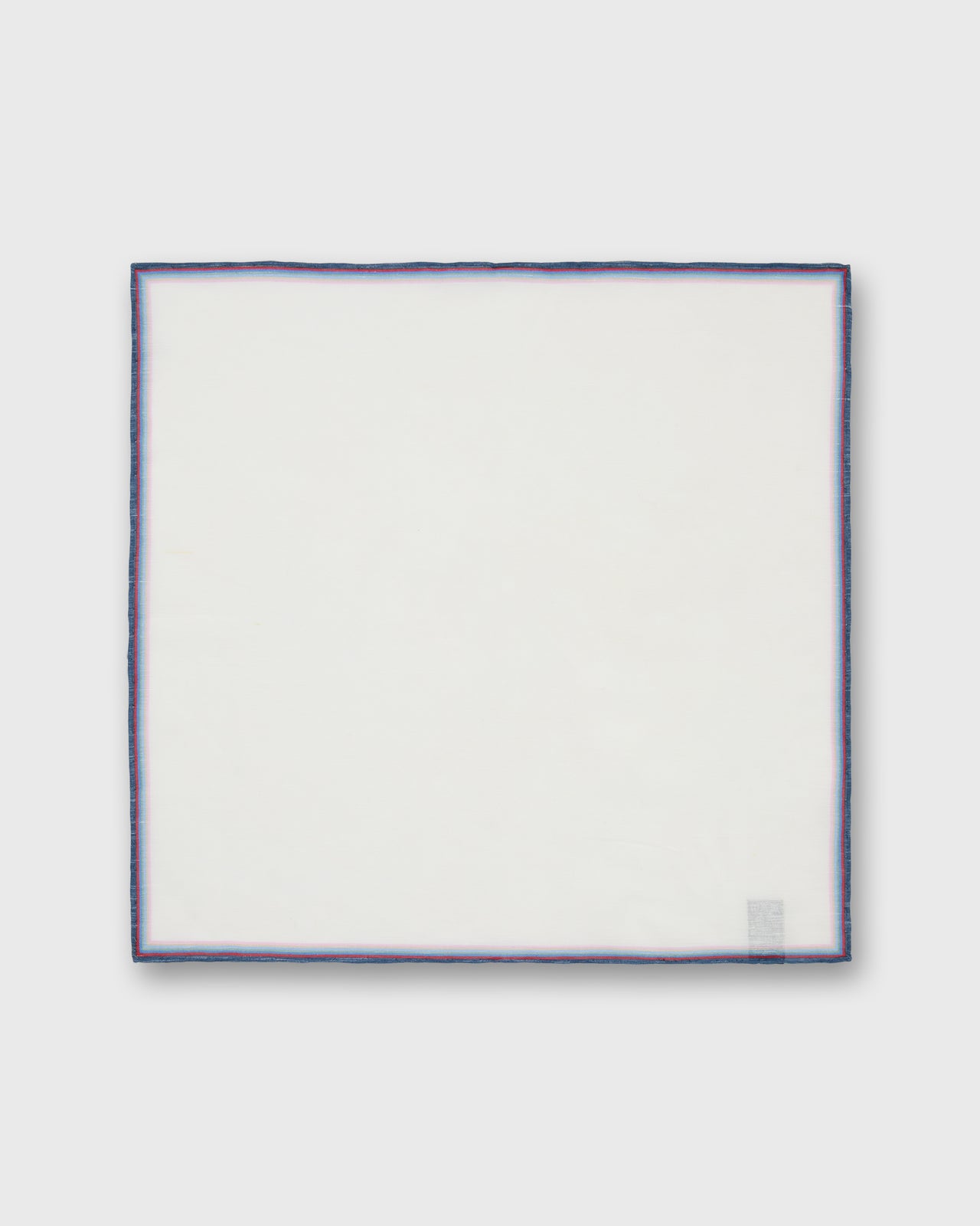 Hand-Rolled Linen/Cotton Print Pocket Square in Multi Stripe Border