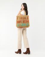 Load image into Gallery viewer, Large I Should Have Been A Cowboy Tote in Mustard/Brown/Spice/Aqua
