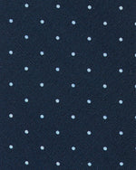 Load image into Gallery viewer, Irish Poplin Tie in Navy/Sky Pin Dot
