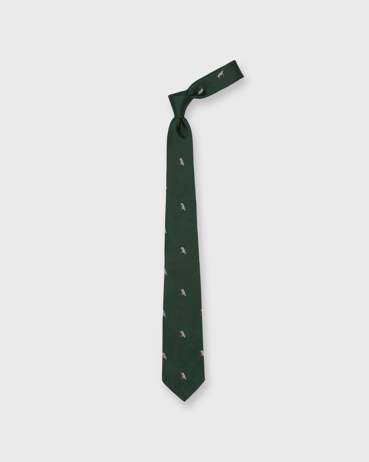 Silk Club Tie in Hunter/Blue/Orange Kingfisher