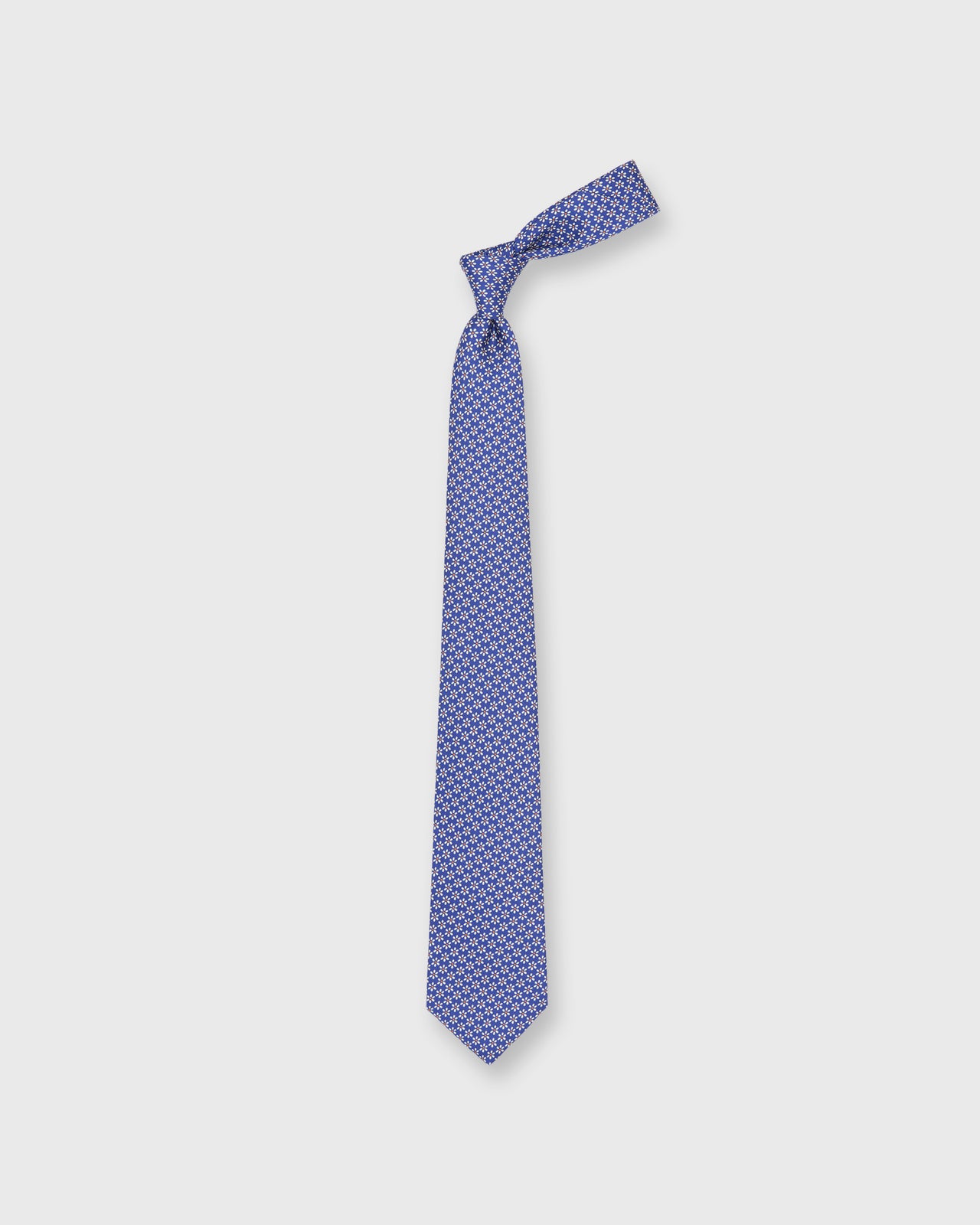 Silk Print Tie in Blue/Cream/Orange Flower