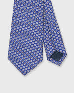 Load image into Gallery viewer, Silk Print Tie in Blue/Cream/Orange Flower

