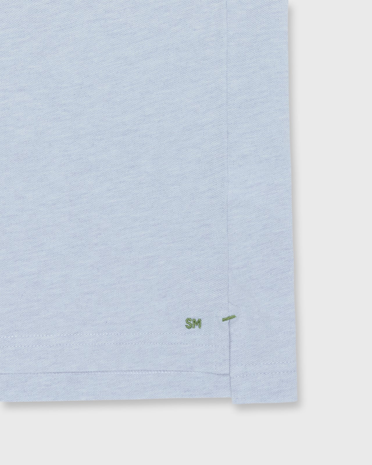 Court Polo in Heather Pale Blue Pima Pique