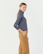 Load image into Gallery viewer, Turtleneck Tee in Navy/White Stripe Jersey
