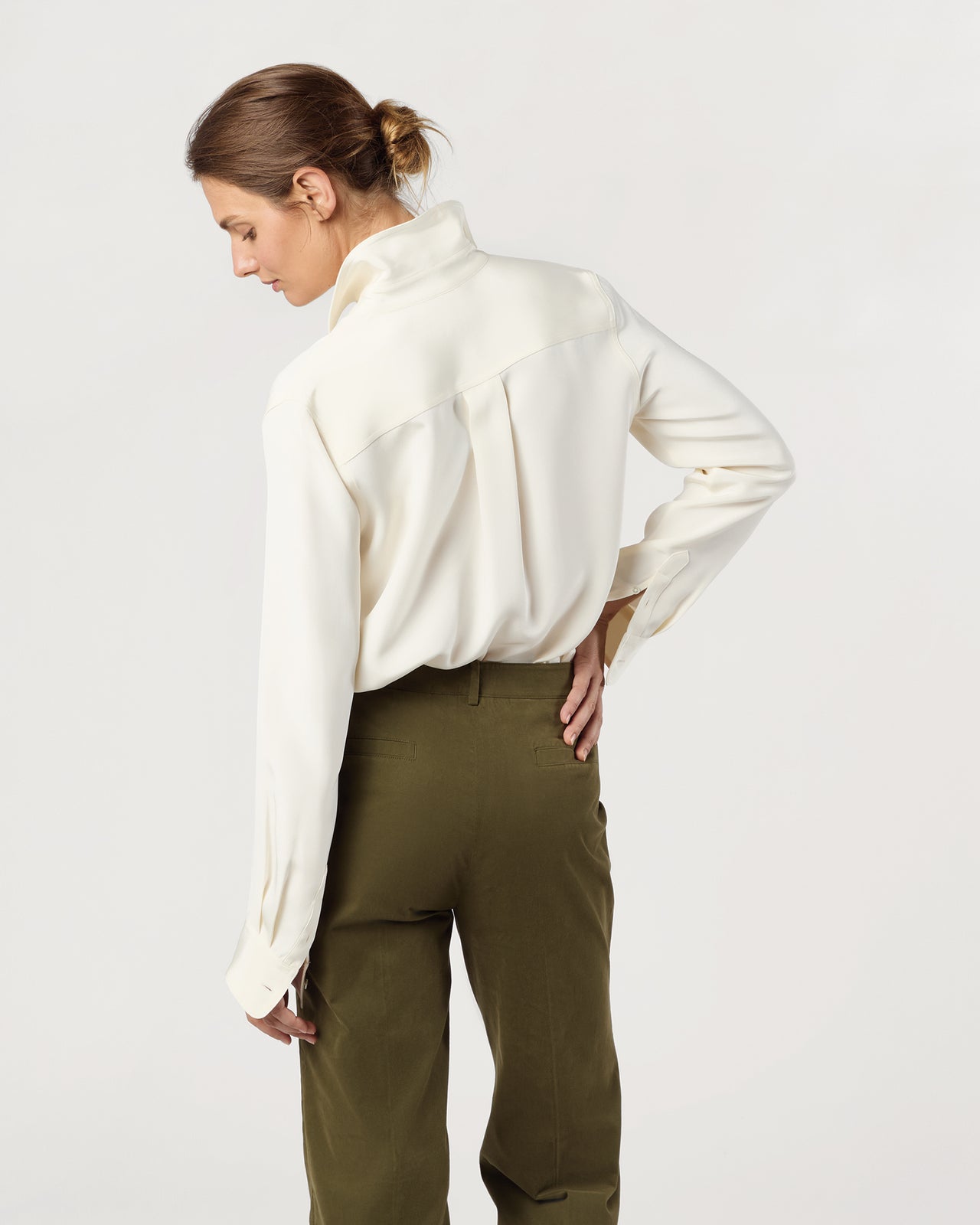 Hannah Blouse in Ivory Silk Crepe de Chine