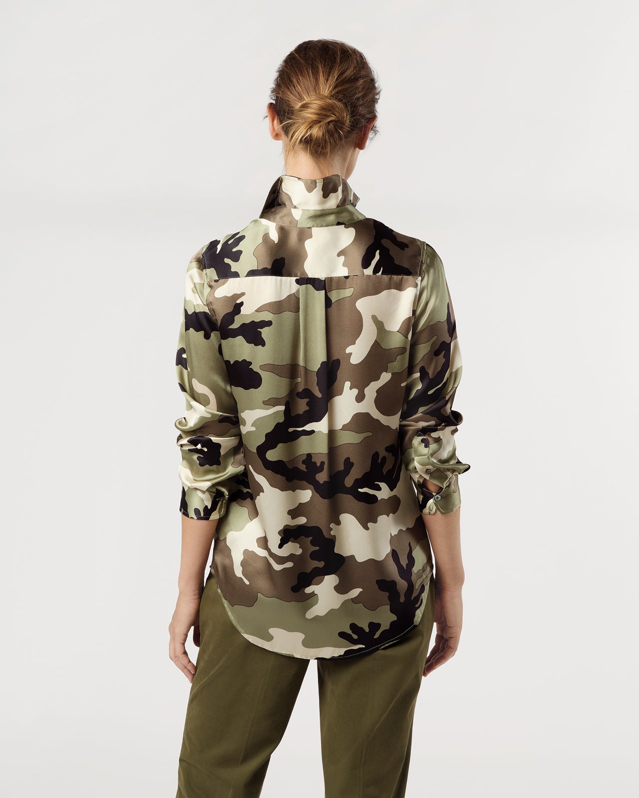 Classic Blouse in Camo Silk Charmeuse