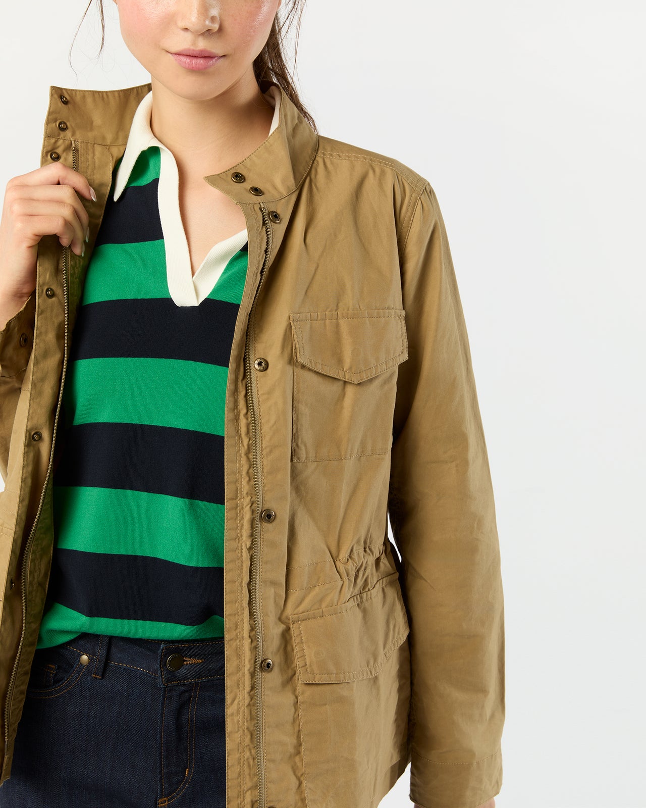 M65 Jacket in Khaki Dry Waxed Poplin