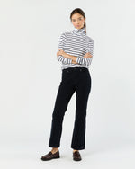 Load image into Gallery viewer, Turtleneck Tee in White/Navy Stripe Jersey
