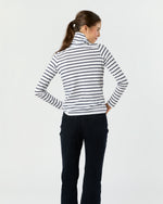 Load image into Gallery viewer, Turtleneck Tee in White/Navy Stripe Jersey
