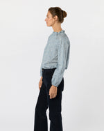 Load image into Gallery viewer, Kamille Blouson-Sleeve Top in Blue Feather Meadow Liberty Fabric
