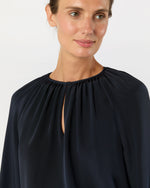 Load image into Gallery viewer, Ariana Blouse in Navy Silk Crepe de Chine
