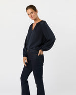 Load image into Gallery viewer, Ariana Blouse in Navy Silk Crepe de Chine

