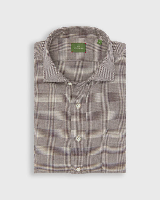 Otto Handmade Sport Shirt in Brown Glen Plaid Flannel