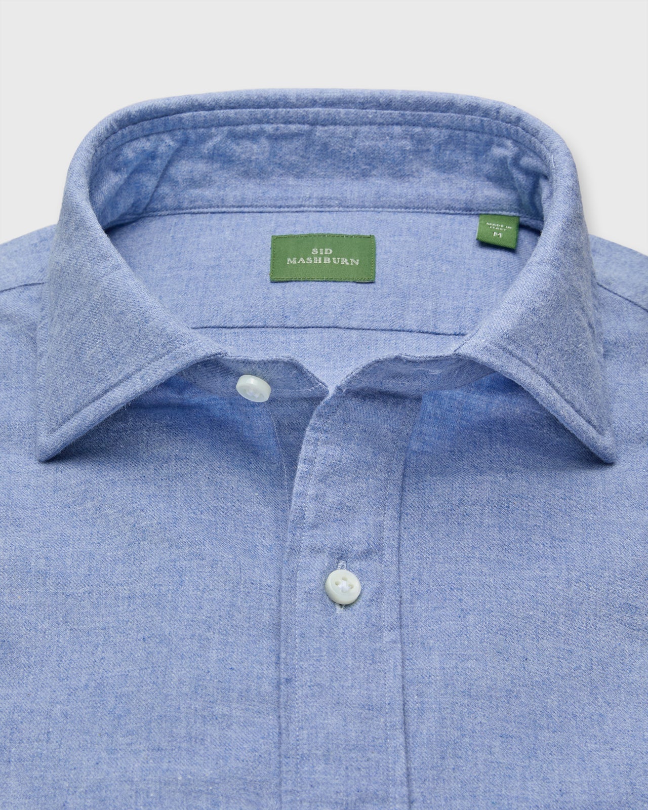 Spread Collar Sport Shirt in Light Blue Flannel