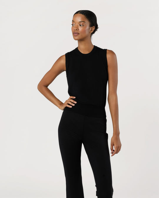 Rosie Shell in Black Cotton/Silk