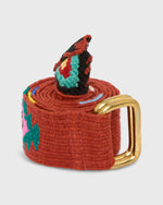 Load image into Gallery viewer, Hand-Loomed D-Ring Belt in Orange Tribal
